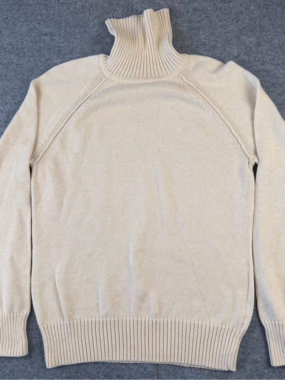Jeanne Pierre Women’s L Cream 100% Cotton Turtleneck Sweater